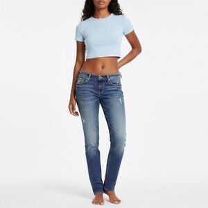 GUESS Starlet Skinny Jeans Y2K Low Rise Medium Wash Distressed Denim Size 26